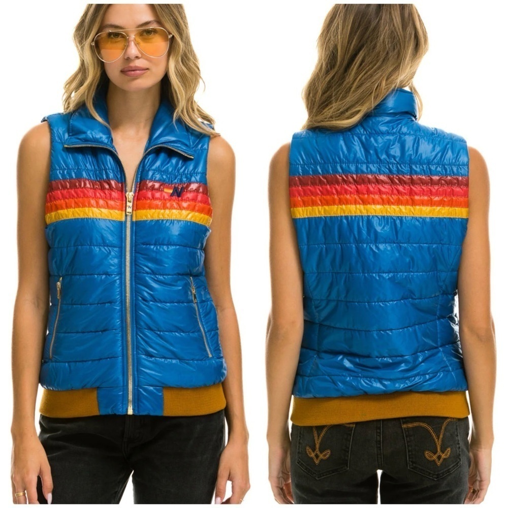 NWT AVIATION NATION 5 STRIPE VEST - GLOSSY SNORKEL BLUE SZ M